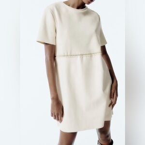 NWOT Zara Mini Combination Faux Suede & Leather Shift Dress Small